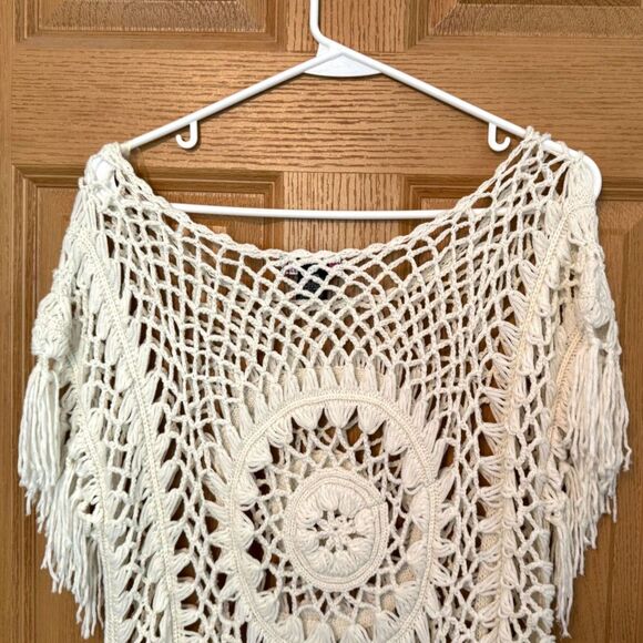 Say What? Off White Knit Crochet Tops Women's Size Medium - Picture 6 of 8